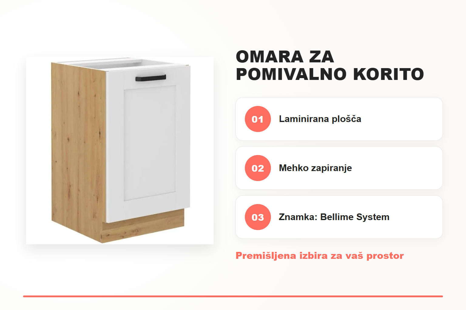 Omara za pomivalno korito VANESA 50D – pregled ključnih lastnosti
