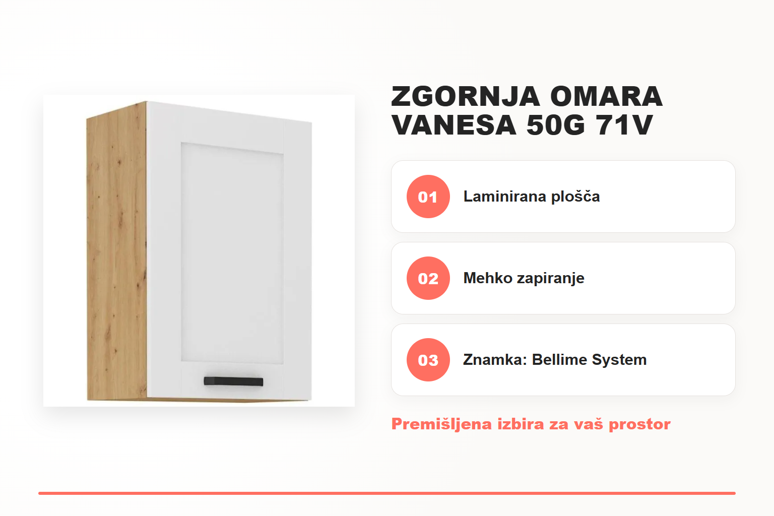 Zgornja omara VANESA 50G 71V – pregled ključnih lastnosti