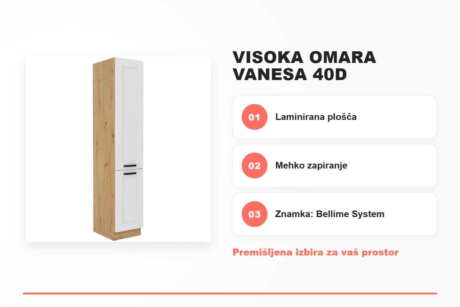 Visoka omara VANESA 40D – pregled ključnih lastnosti