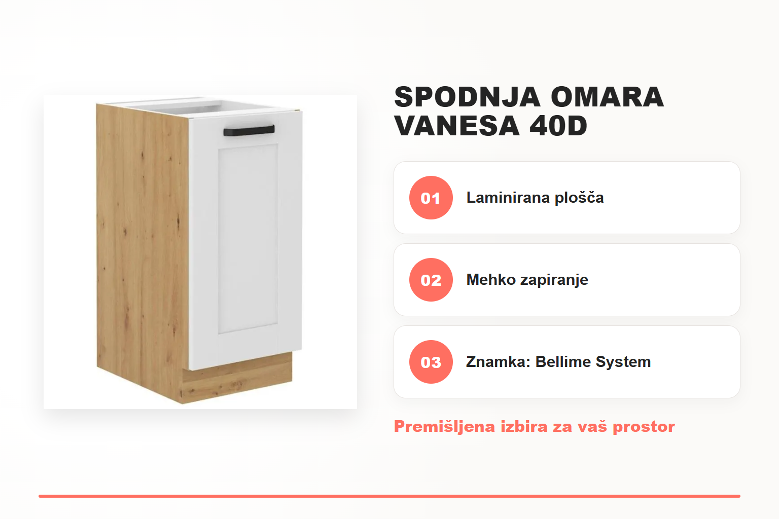 Spodnja omara VANESA 40D – pregled ključnih lastnosti