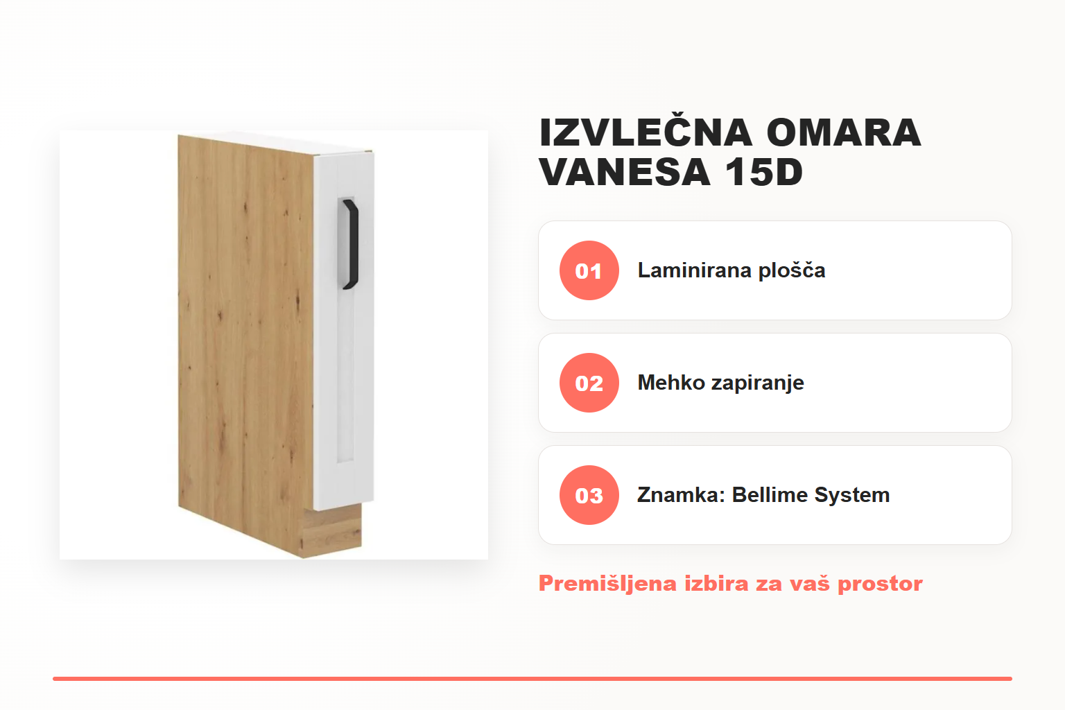 Izvlečna omara VANESA 15D – pregled ključnih lastnosti