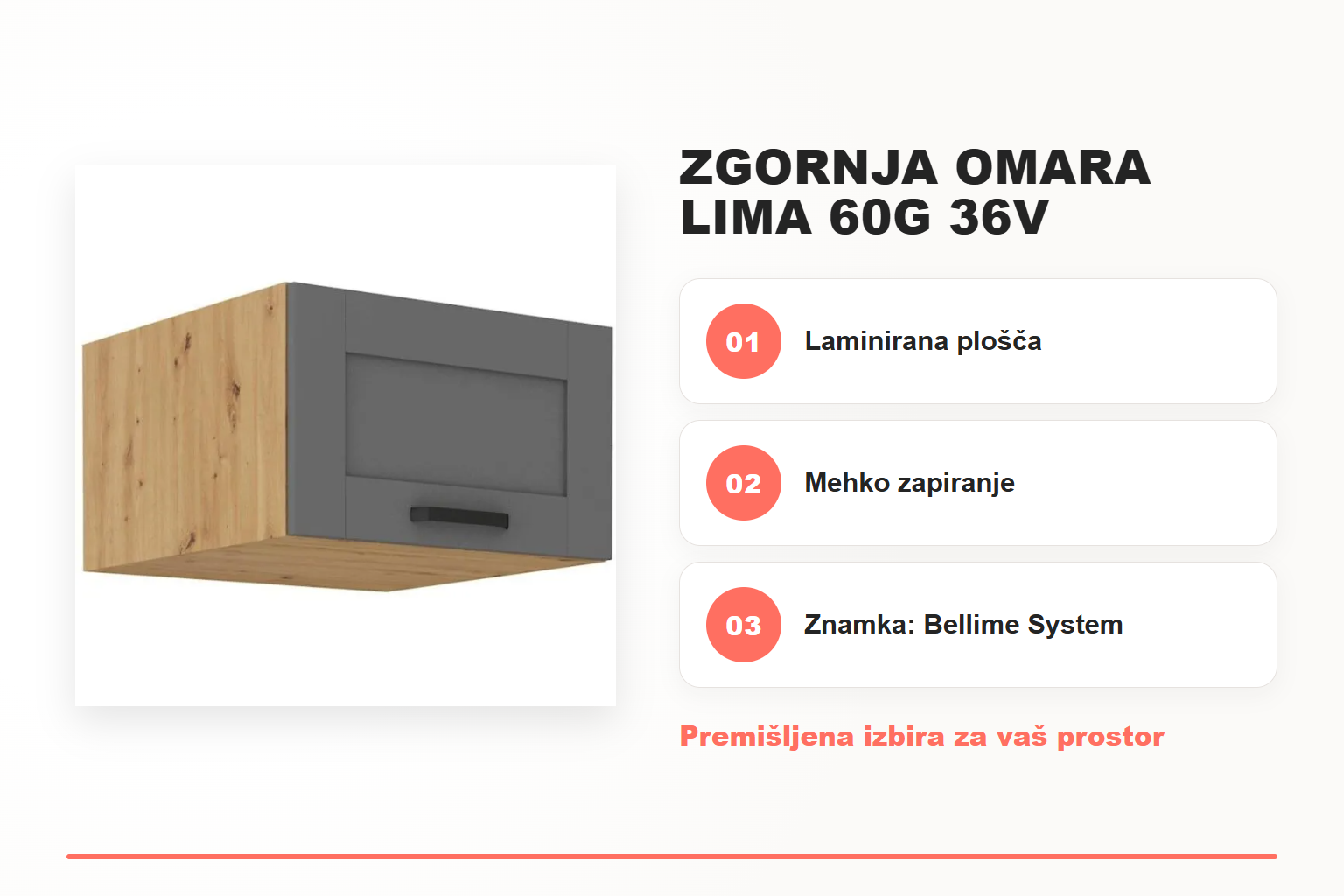 Zgornja omara LIMA 60G 36V – pregled ključnih lastnosti