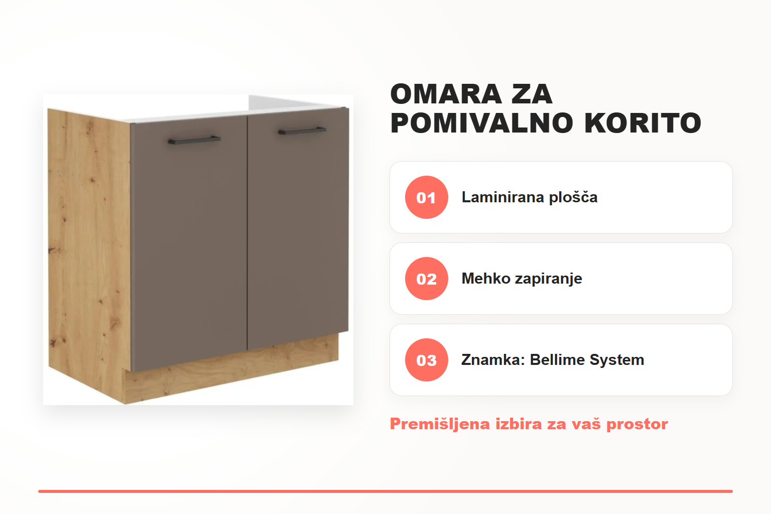 Omara za pomivalno korito OMIA 80D – pregled ključnih lastnosti