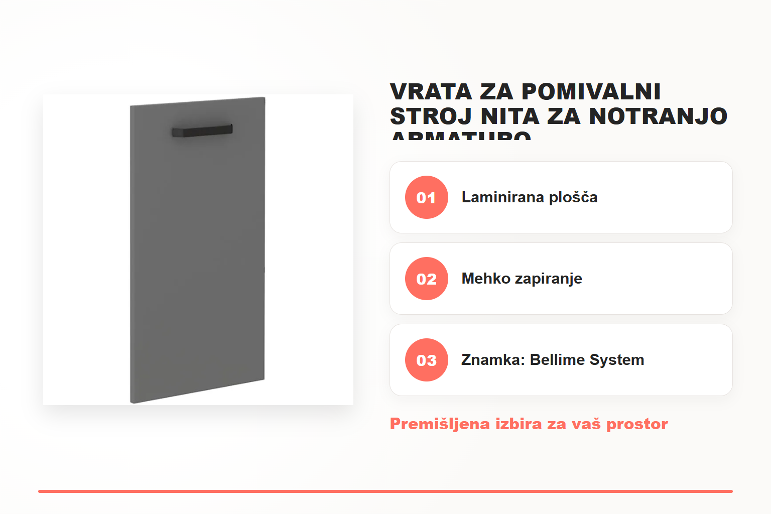 Vrata za pomivalni stroj NITA za notranjo armaturo – pregled ključnih lastnosti