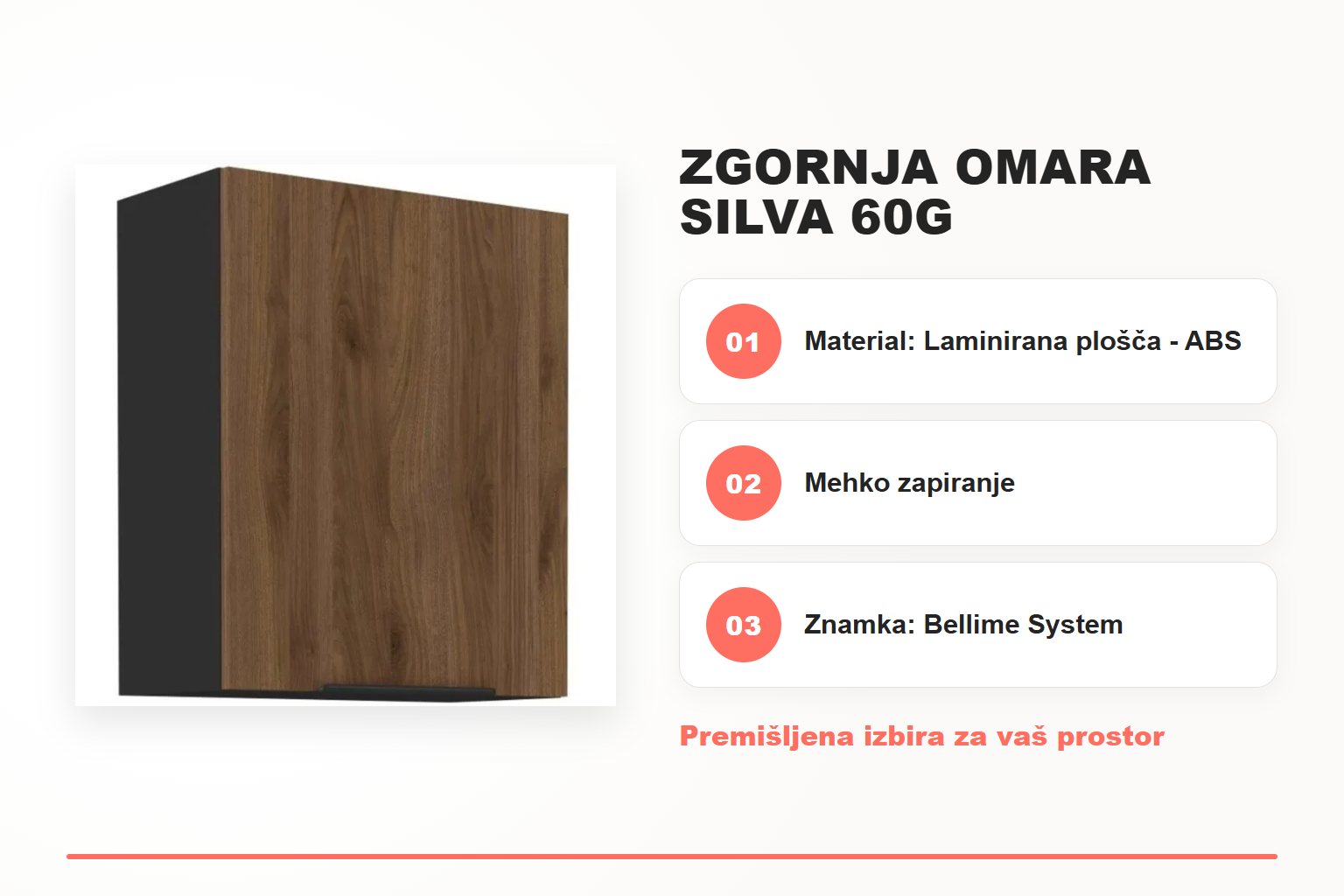 Zgornja omara SILVA 60G – pregled ključnih lastnosti