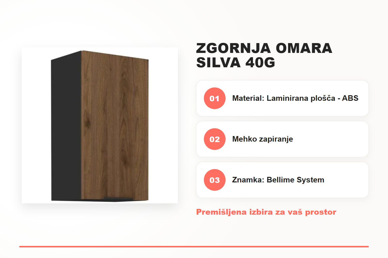 Zgornja omara SILVA 40G – pregled ključnih lastnosti