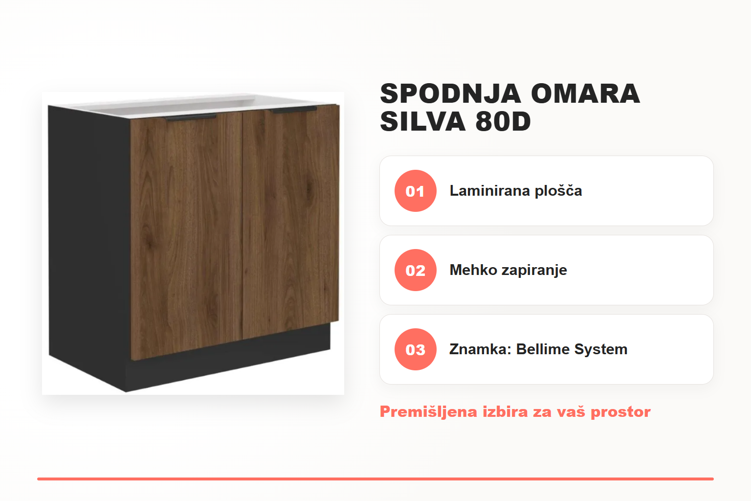 Spodnja omara SILVA 80D – pregled ključnih lastnosti