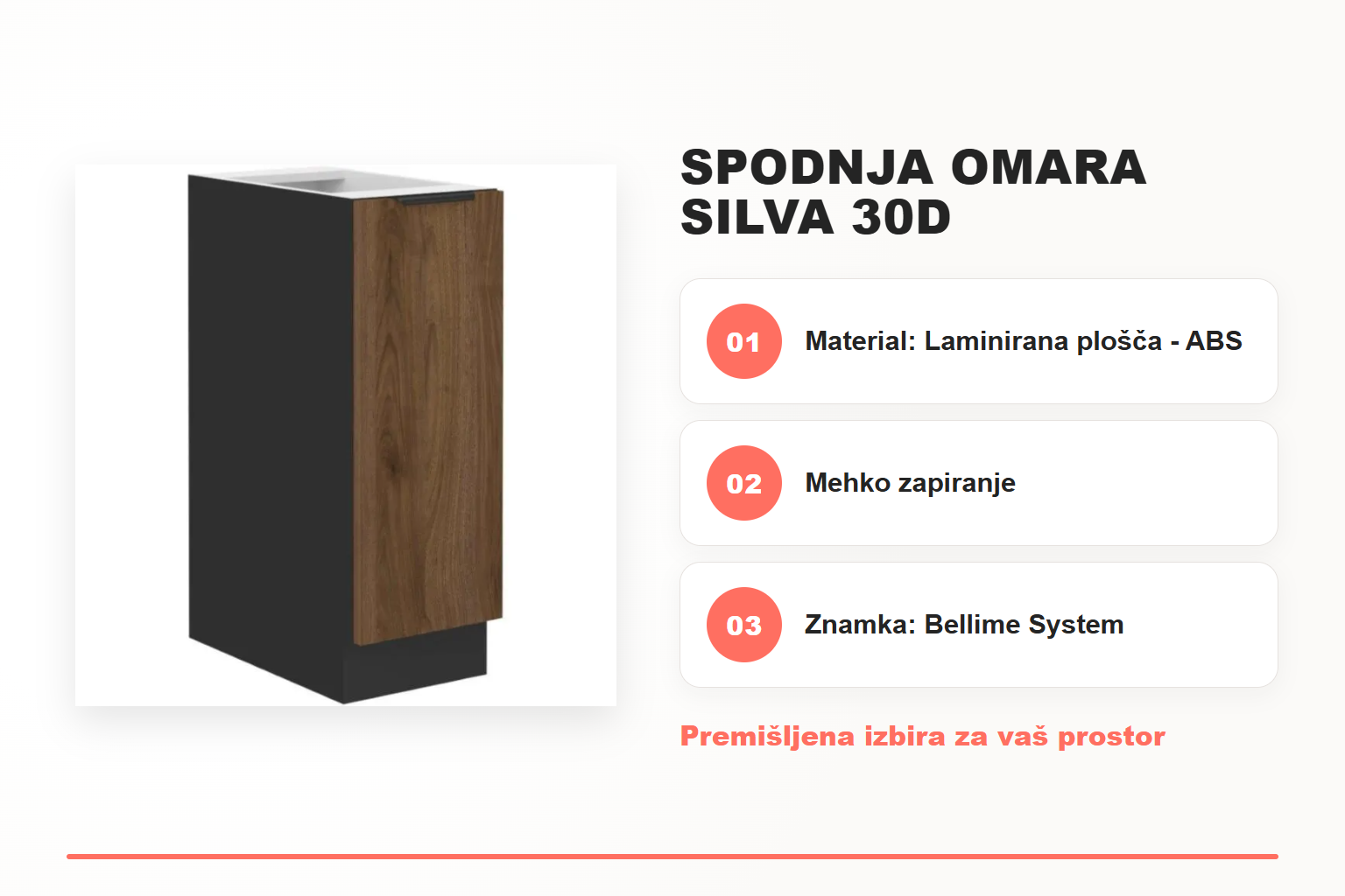 Spodnja omara SILVA 30D – pregled ključnih lastnosti
