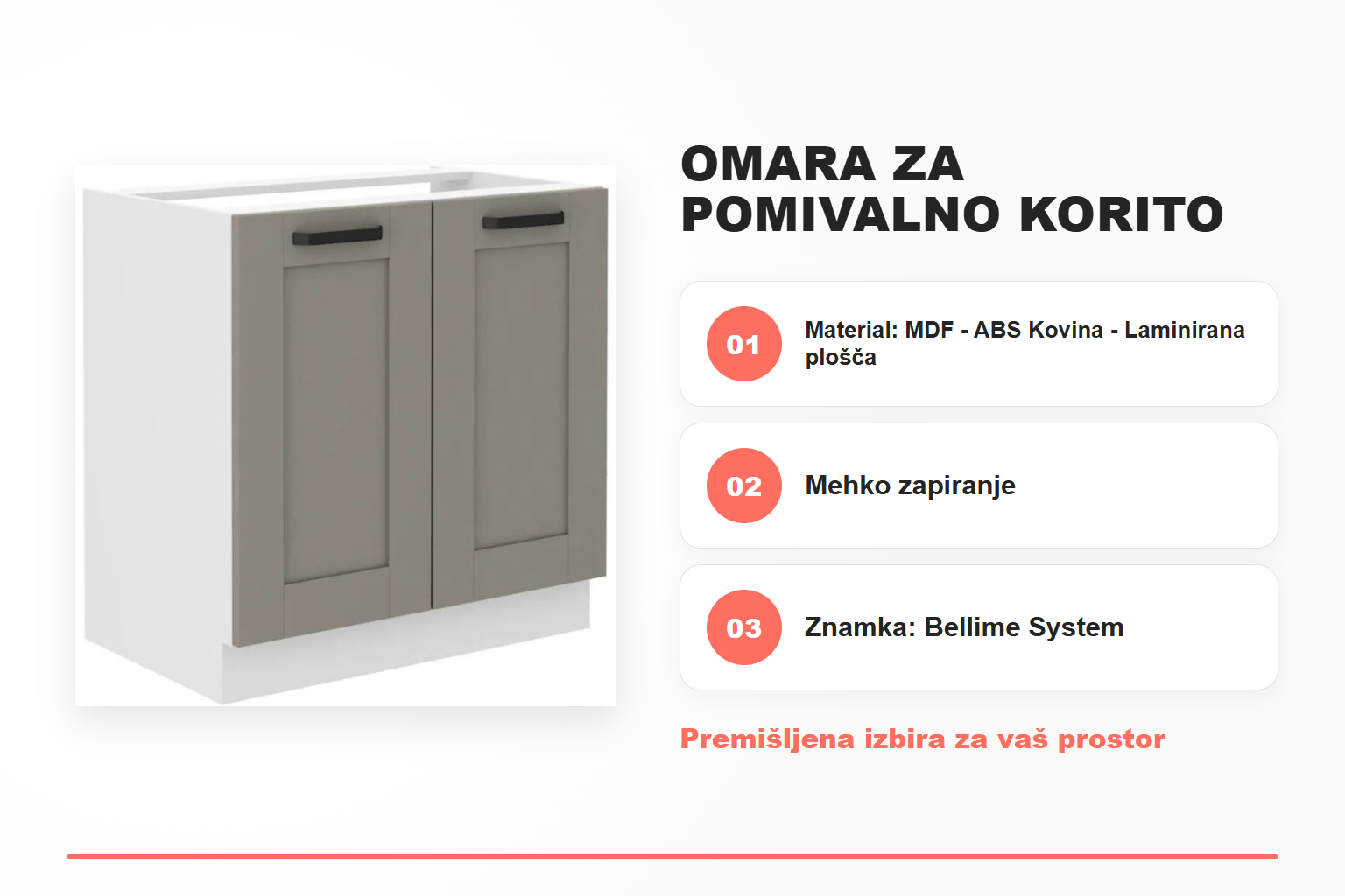 Omara za pomivalno korito TAJA 80D – pregled ključnih lastnosti
