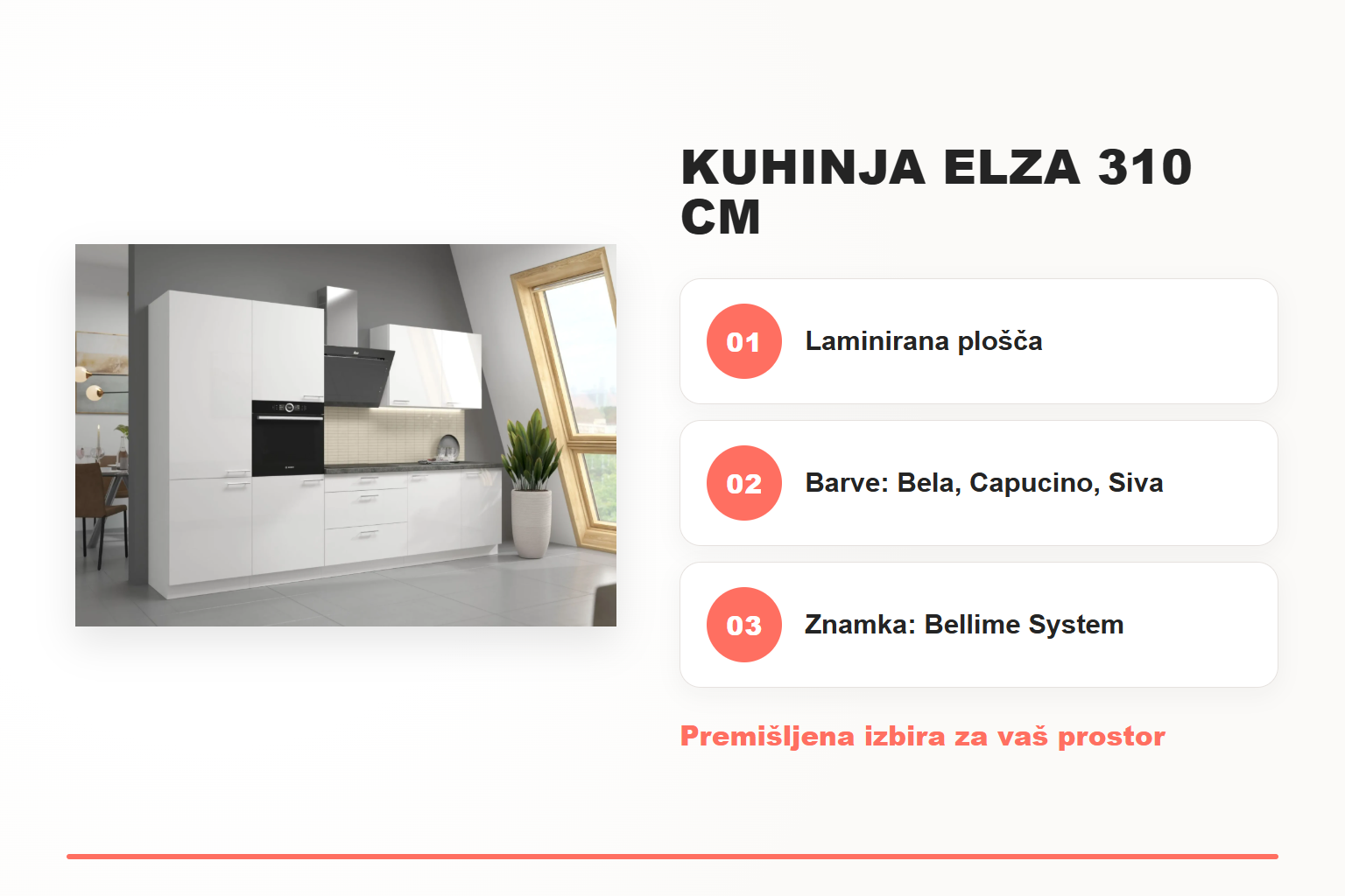 Kuhinja ELZA 310 cm – pregled ključnih lastnosti