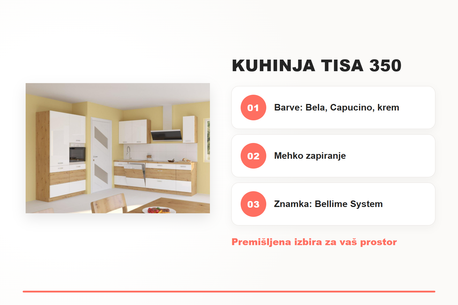 Kuhinja TISA 350 – pregled ključnih lastnosti