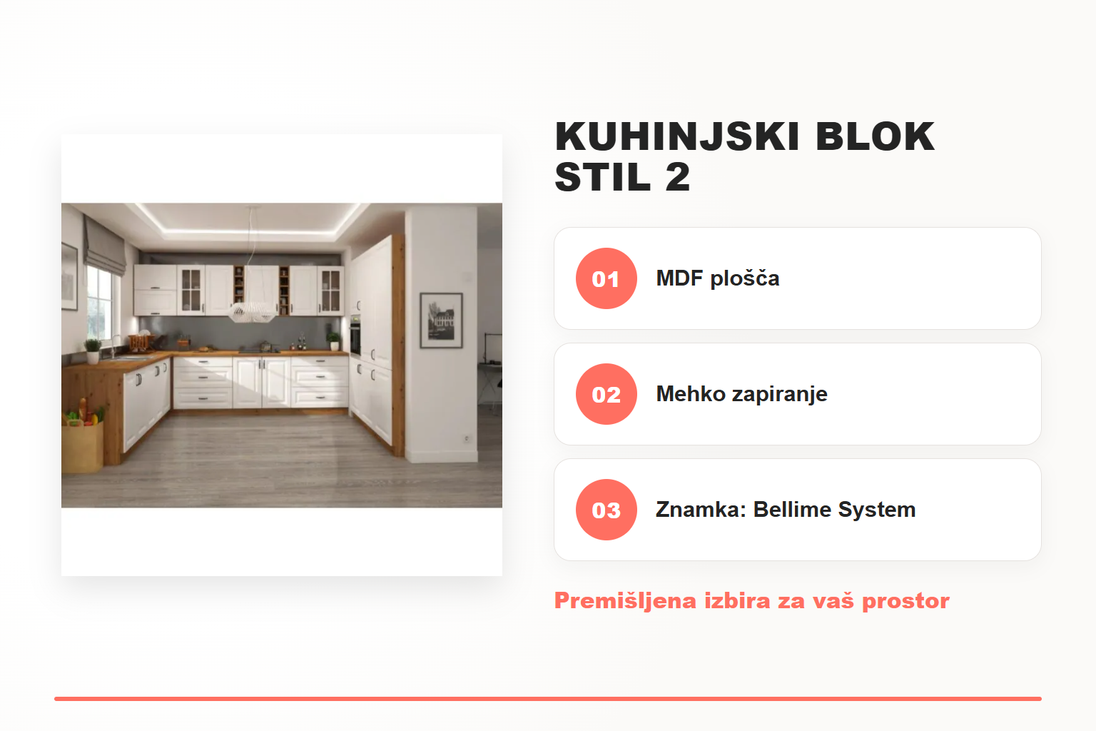 Kuhinjski blok STIL 2 – pregled ključnih lastnosti