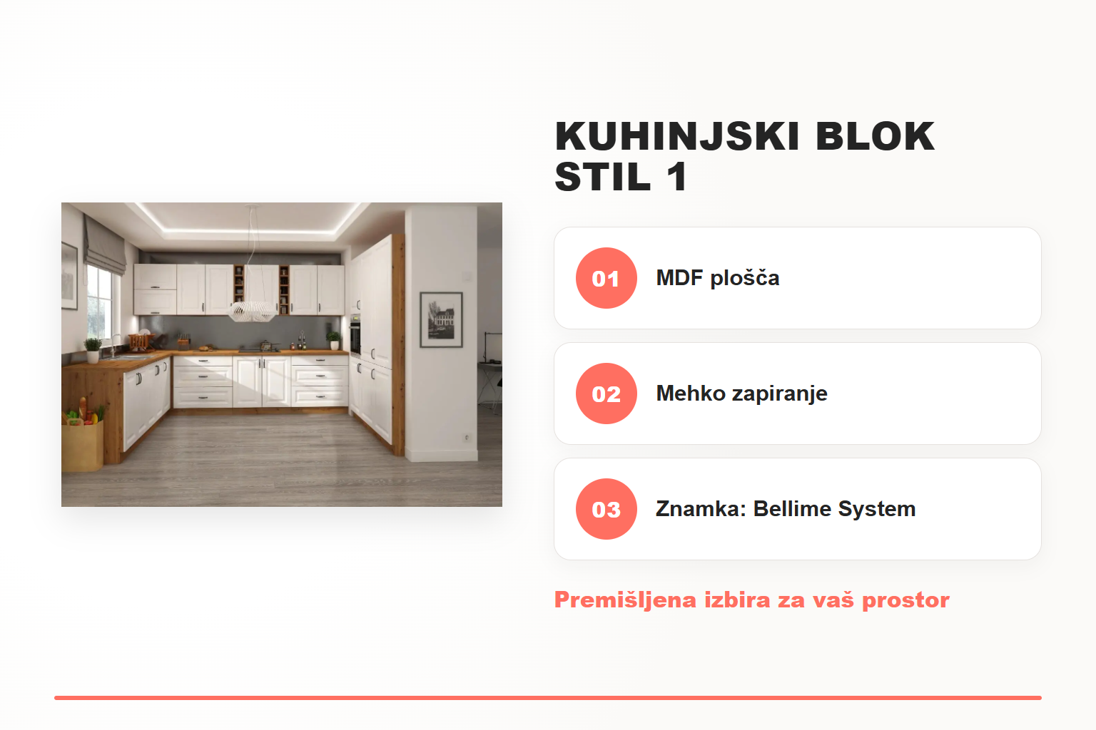 Kuhinjski blok STIL 1 – pregled ključnih lastnosti