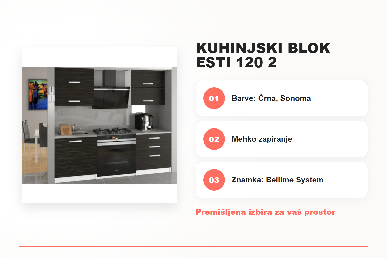 Kuhinjski blok ESTI 120 2 – pregled ključnih lastnosti