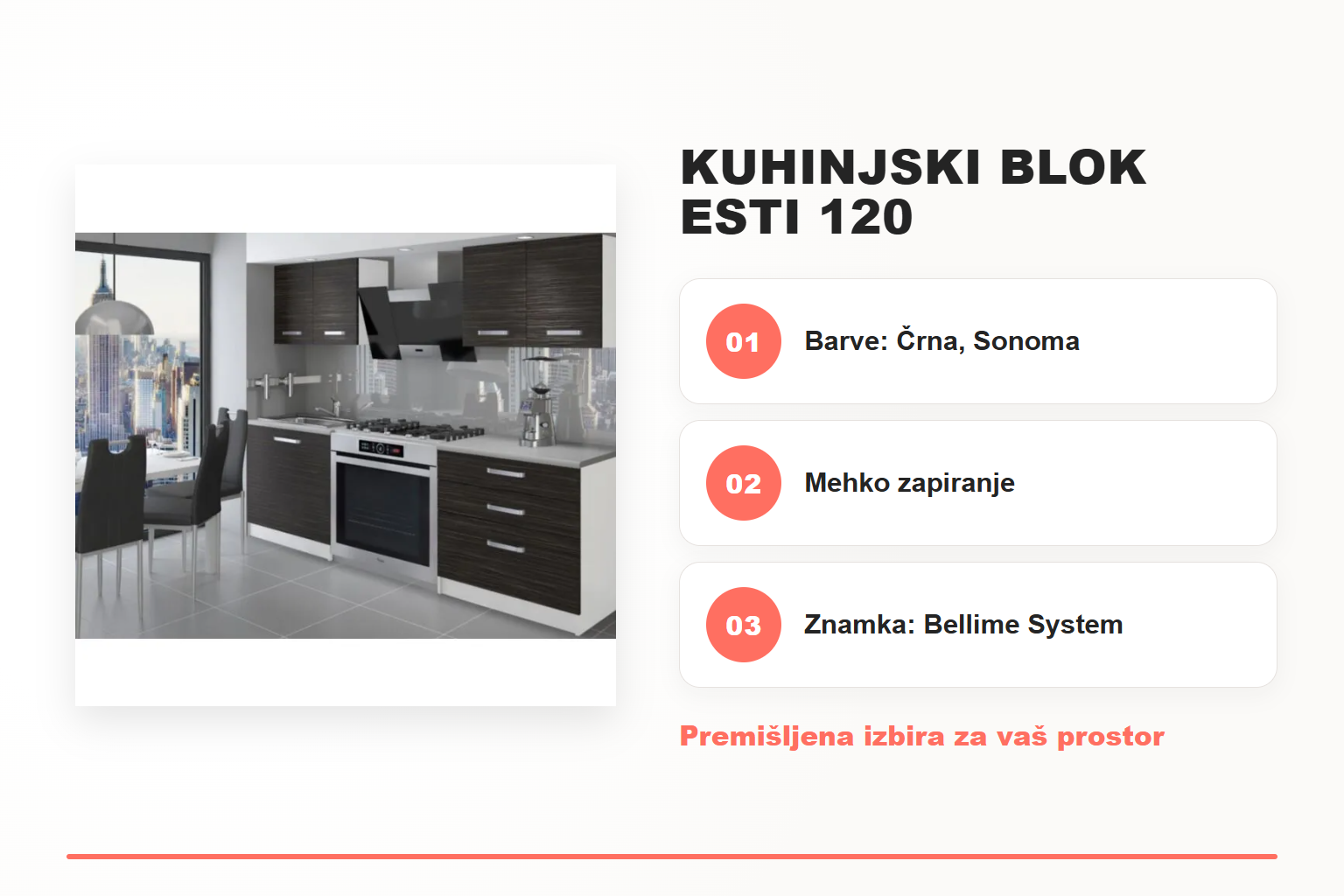 Kuhinjski blok ESTI 120 – pregled ključnih lastnosti