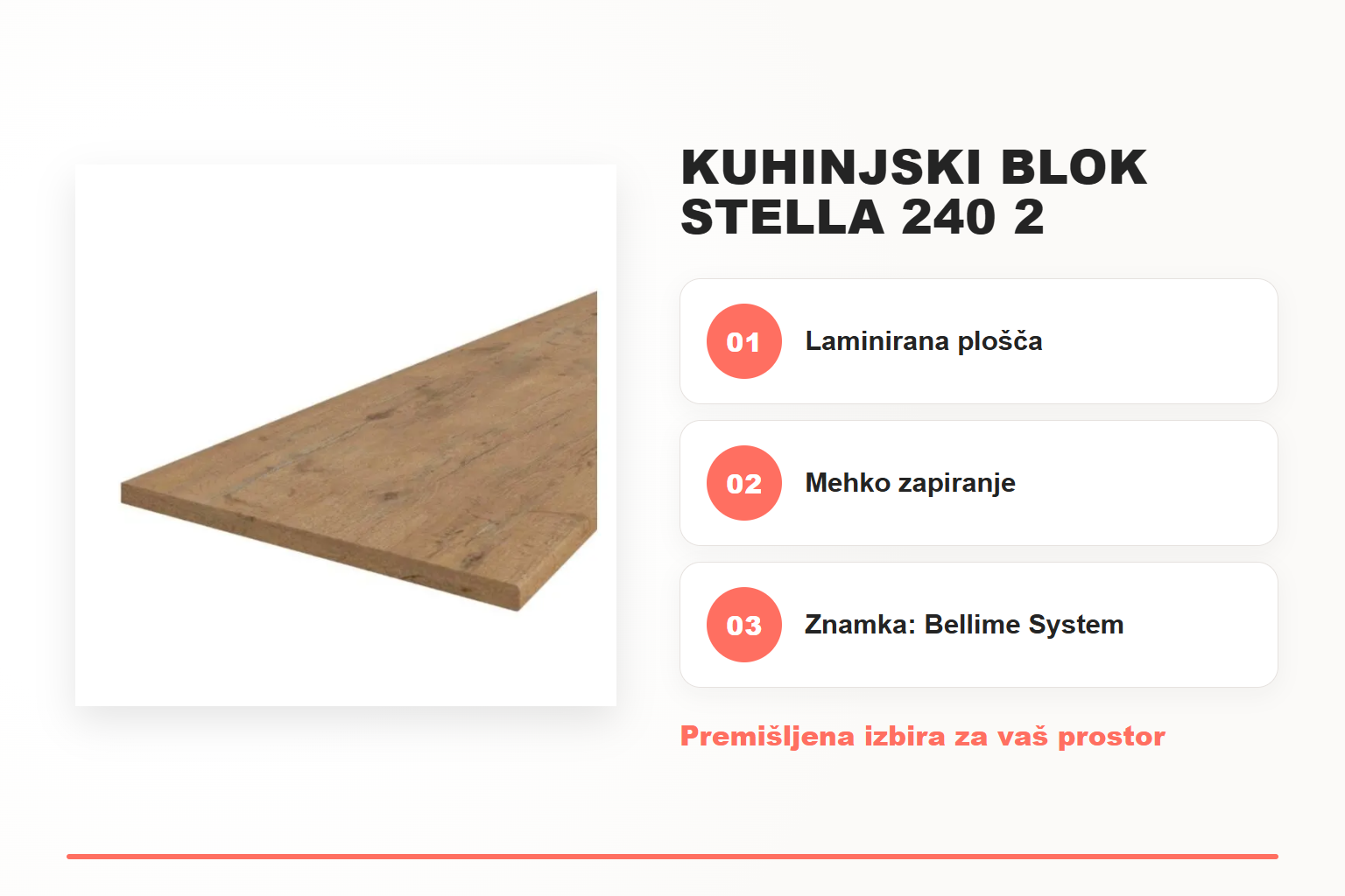 Kuhinjski blok STELLA 240 2 – pregled ključnih lastnosti