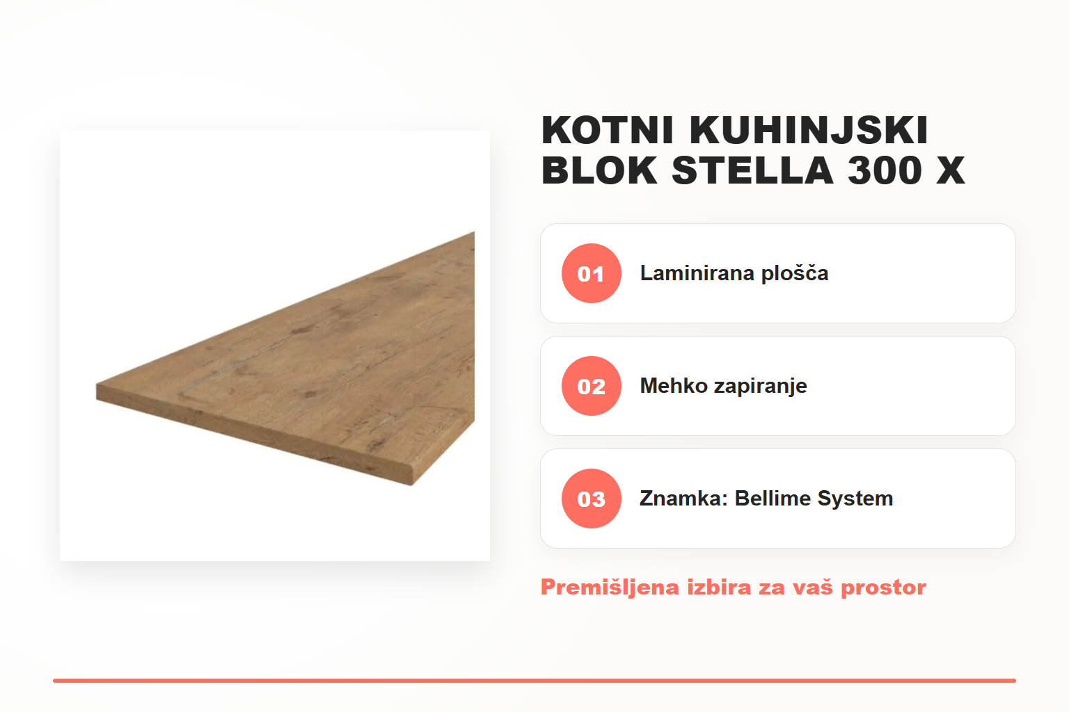 Kotni kuhinjski blok STELLA 300 x 310 – pregled ključnih lastnosti