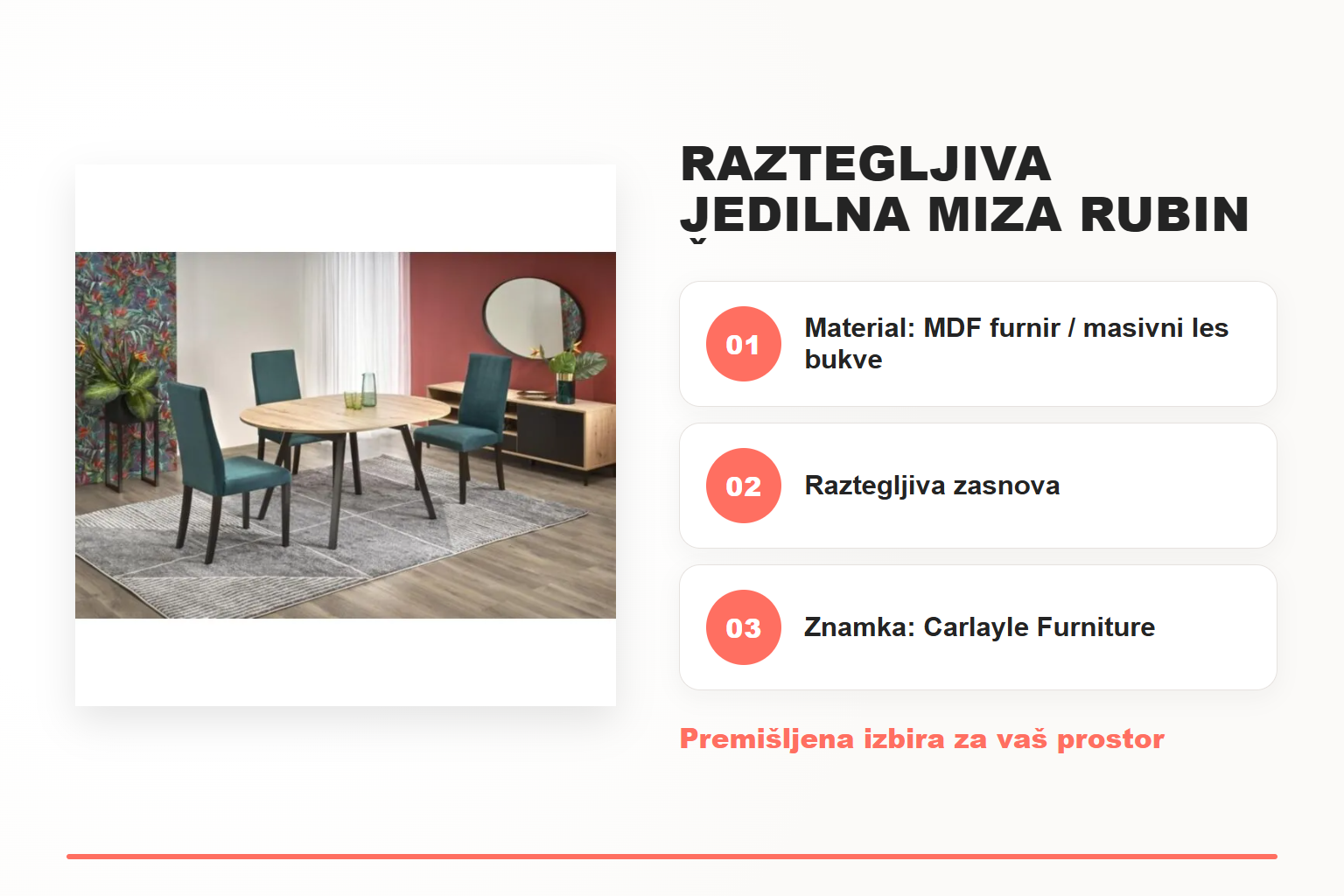 Raztegljiva jedilna miza RUBIN črna – pregled ključnih lastnosti