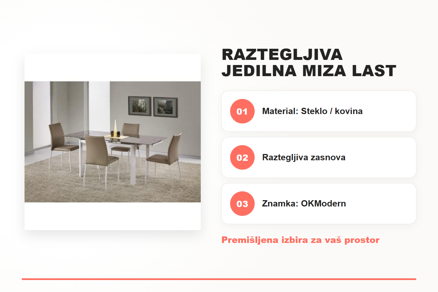Raztegljiva jedilna miza LAST – pregled ključnih lastnosti