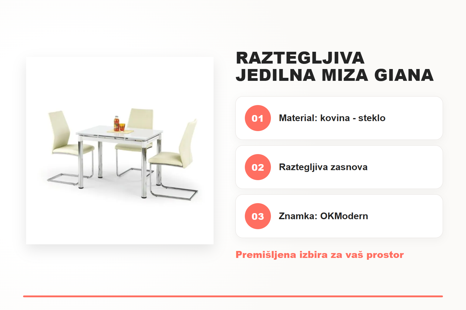 Raztegljiva jedilna miza GIANA – pregled ključnih lastnosti