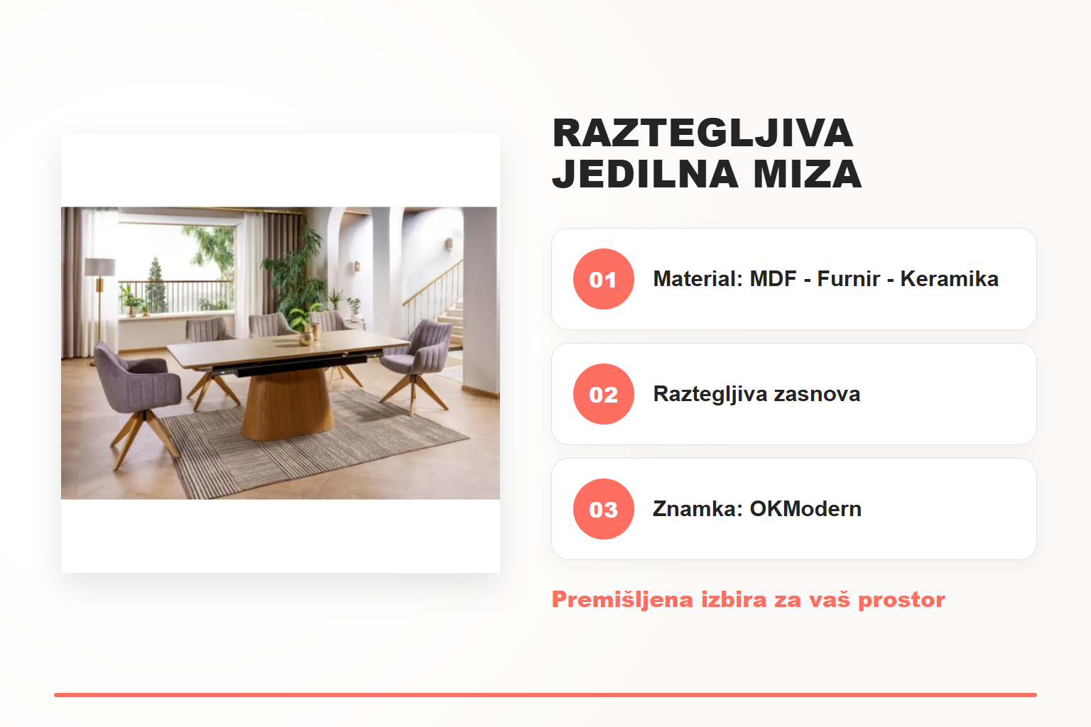 Raztegljiva jedilna miza MONAKO 2 – pregled ključnih lastnosti