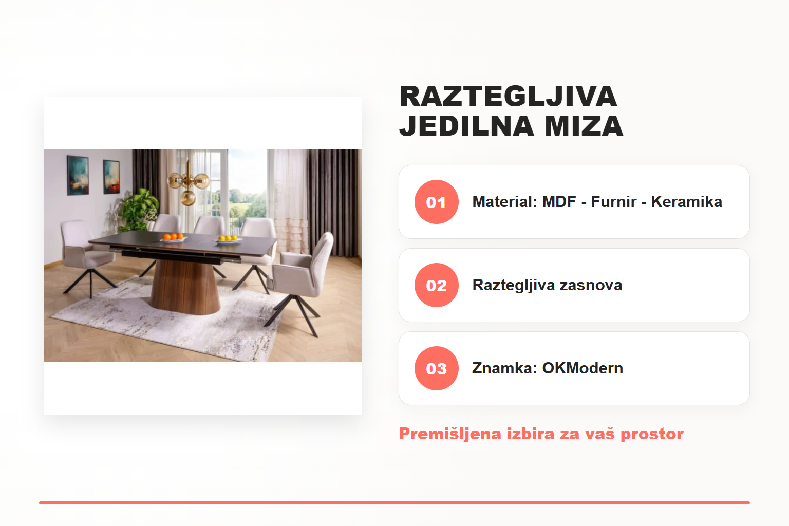 Raztegljiva jedilna miza MONAKO – pregled ključnih lastnosti