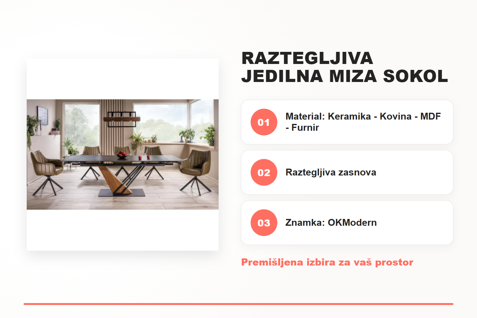 Raztegljiva jedilna miza SOKOL 180 – pregled ključnih lastnosti