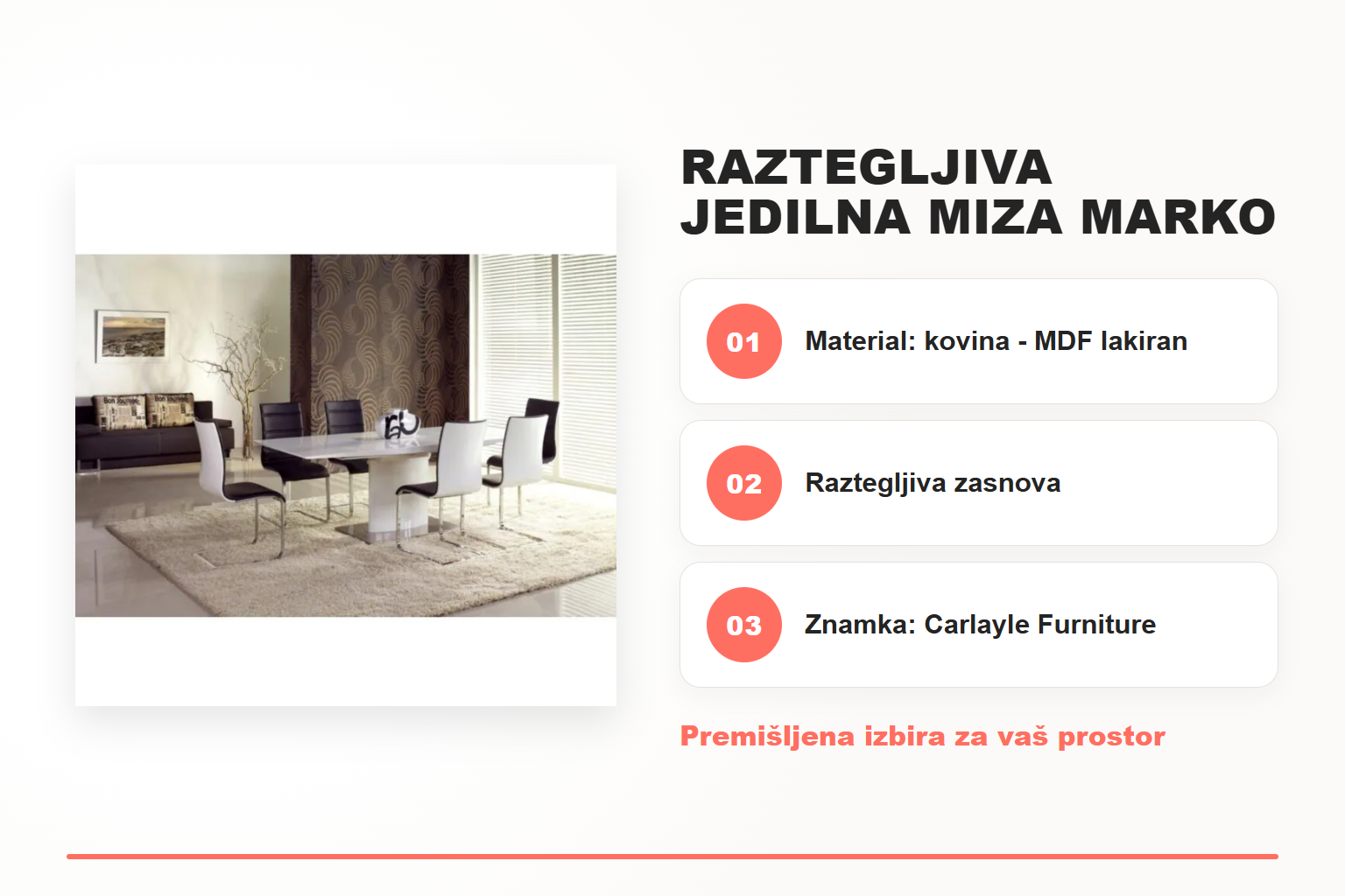 Raztegljiva jedilna miza MARKO – pregled ključnih lastnosti