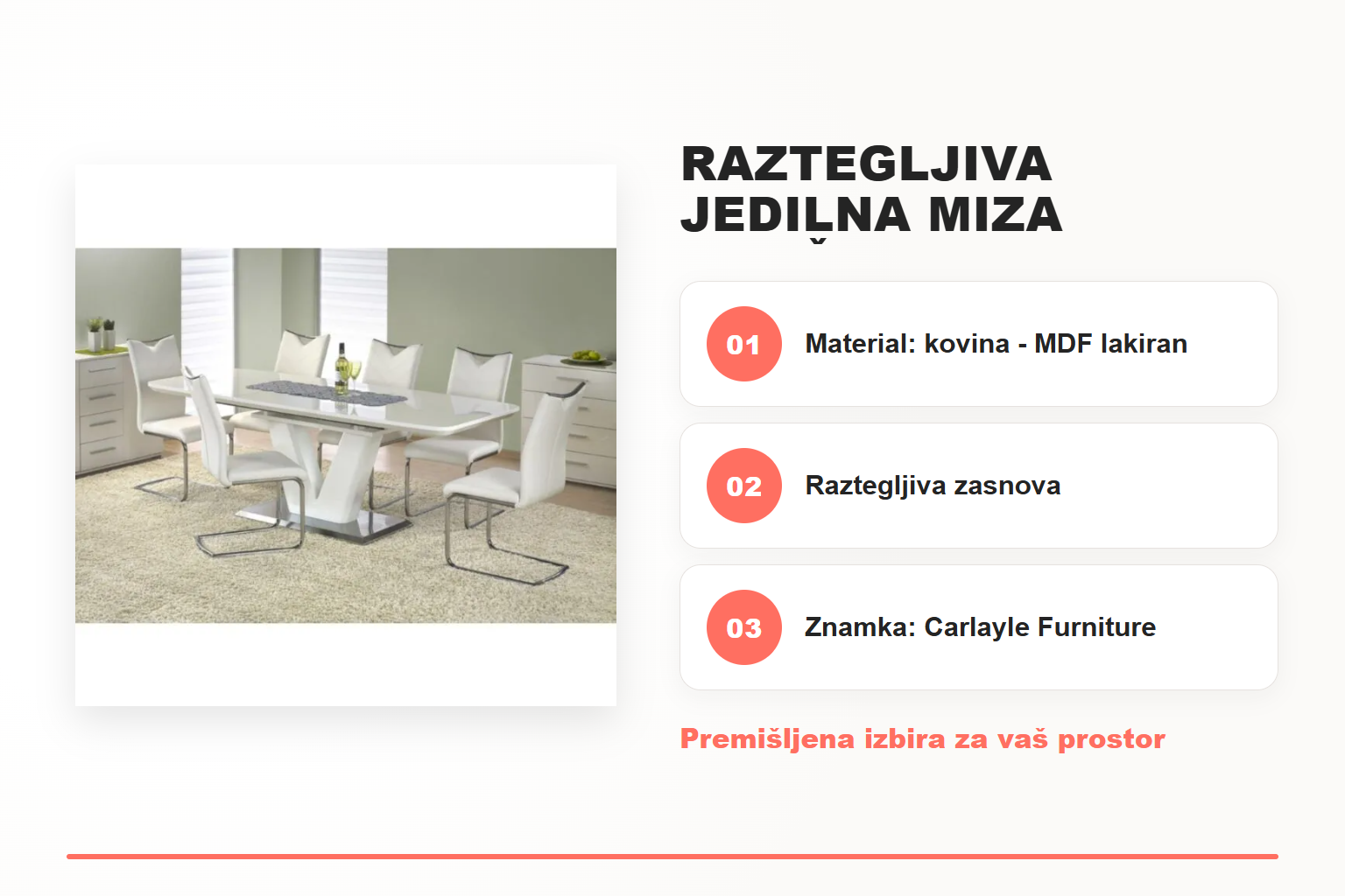 Raztegljiva jedilna miza MARČELO – pregled ključnih lastnosti