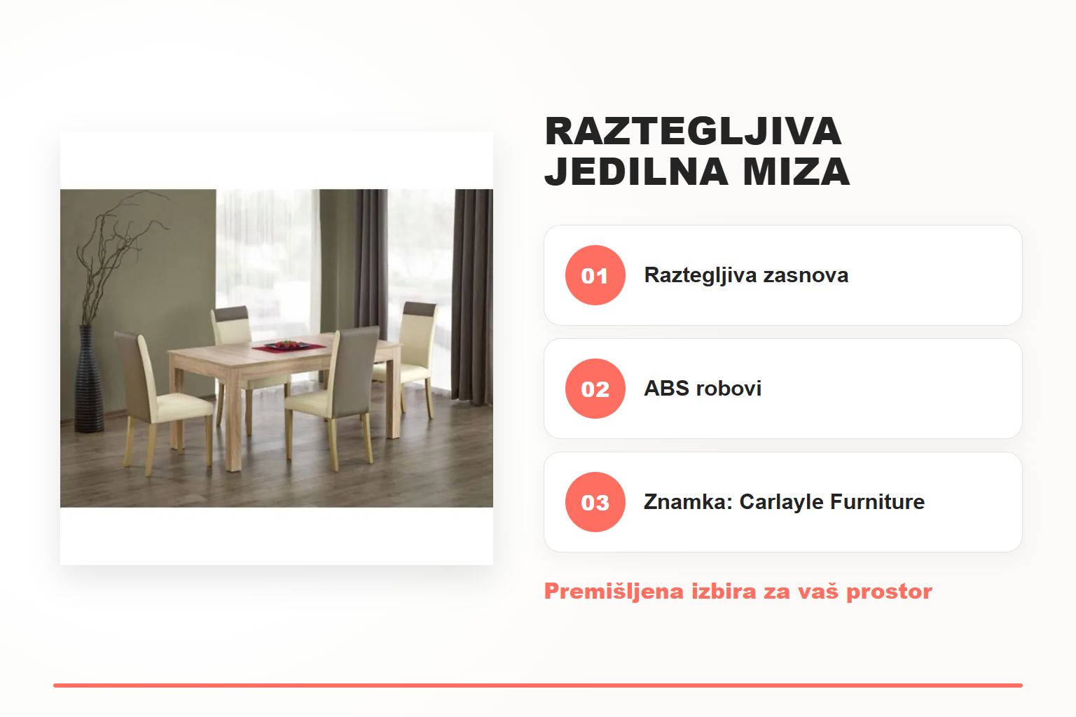 Raztegljiva jedilna miza SEVERINA sonoma – pregled ključnih lastnosti