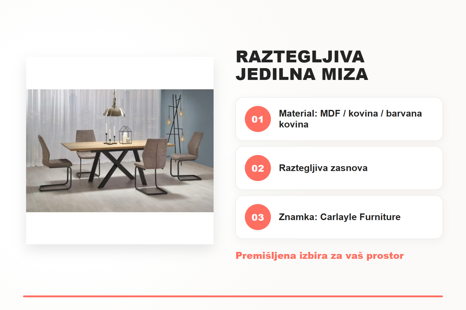 Raztegljiva jedilna miza CAPITO – pregled ključnih lastnosti