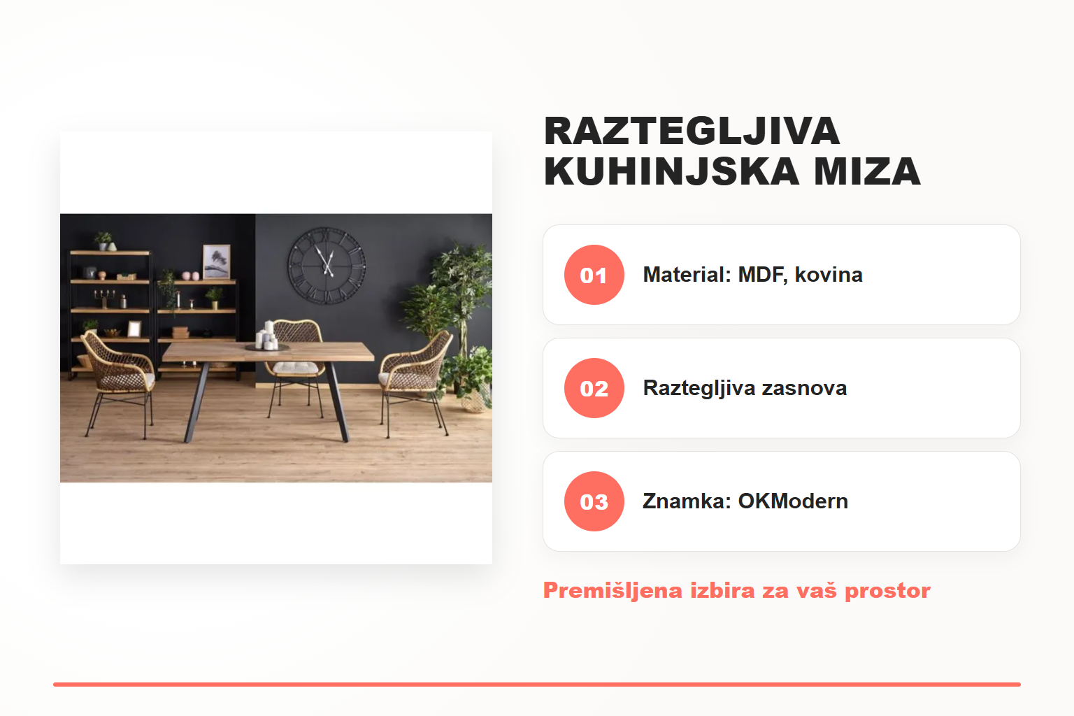 Raztegljiva kuhinjska miza ZMAGA 140/180 – pregled ključnih lastnosti