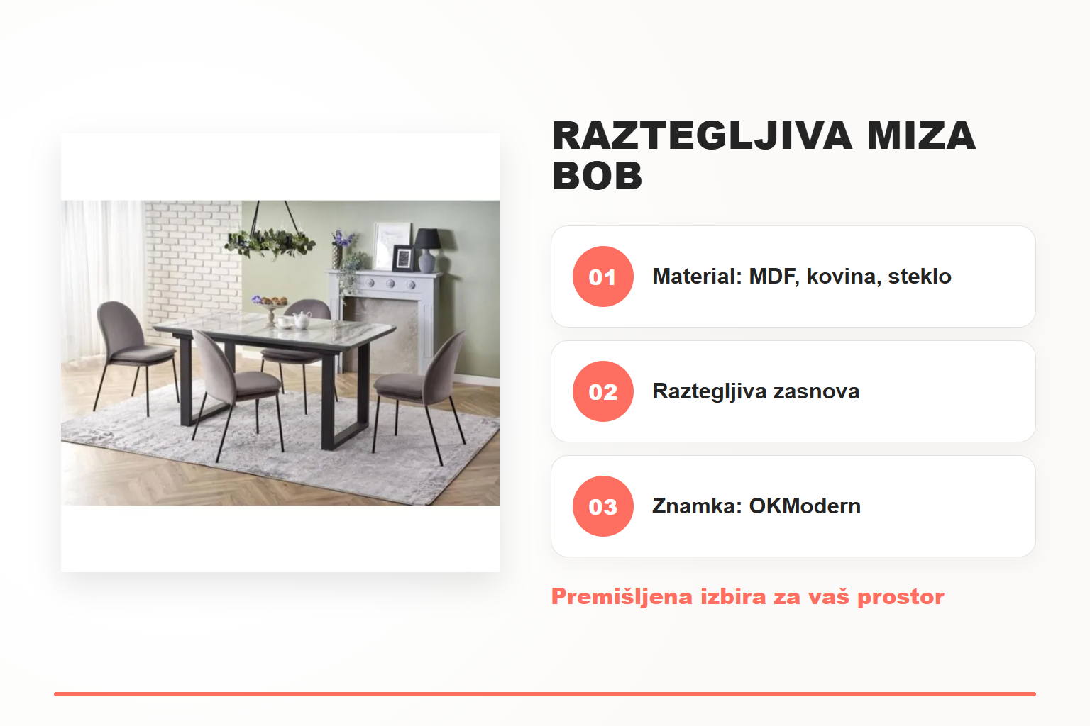 Raztegljiva miza BOB – pregled ključnih lastnosti