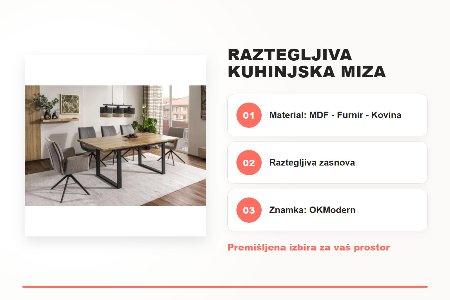 Raztegljiva kuhinjska miza BERTO – pregled ključnih lastnosti