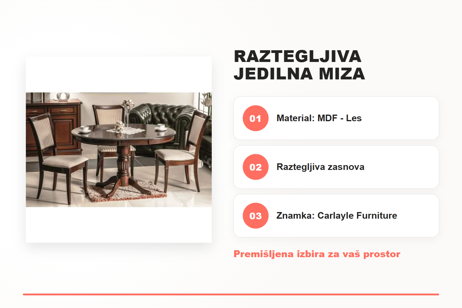 Raztegljiva jedilna miza MANGO – pregled ključnih lastnosti