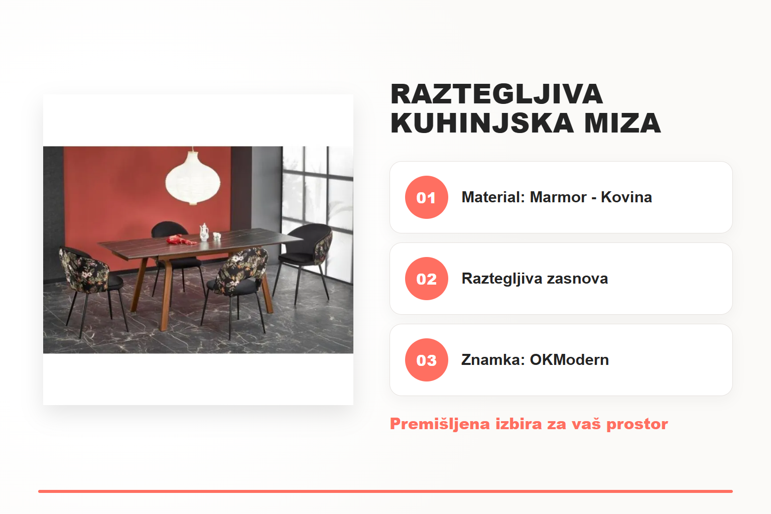 Raztegljiva kuhinjska miza EMA – pregled ključnih lastnosti