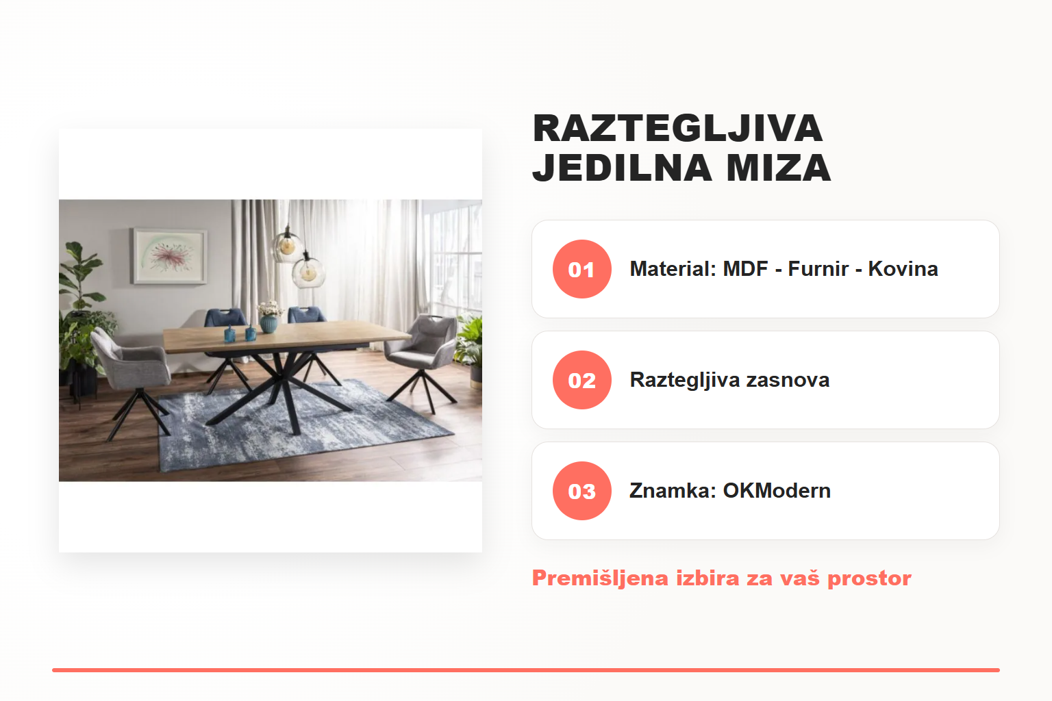 Raztegljiva jedilna miza LORBER – hrast – pregled ključnih lastnosti