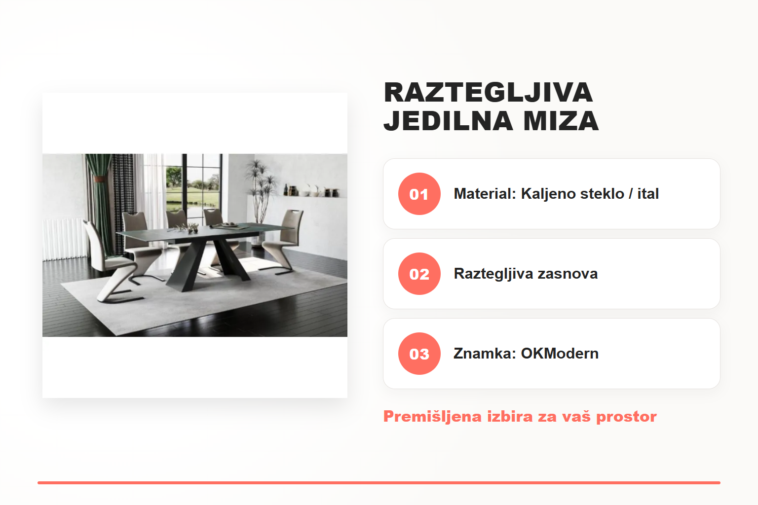Raztegljiva jedilna miza SALVADOR 4 – pregled ključnih lastnosti