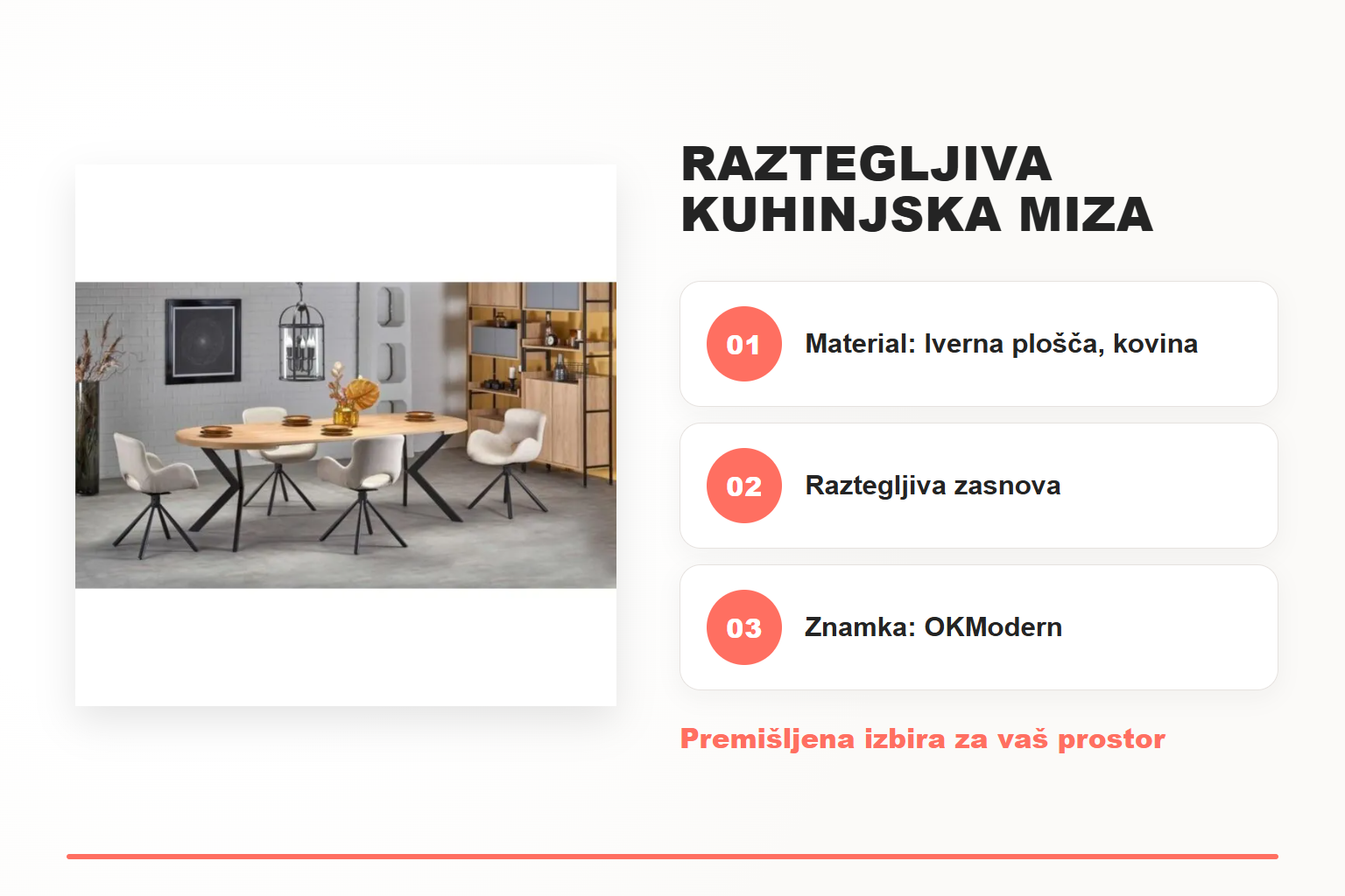 Raztegljiva kuhinjska miza DAJANA – pregled ključnih lastnosti