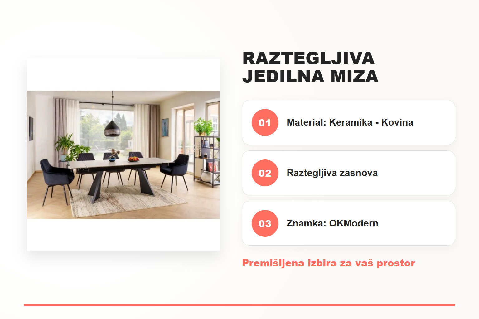 Raztegljiva jedilna miza LACONA – pregled ključnih lastnosti