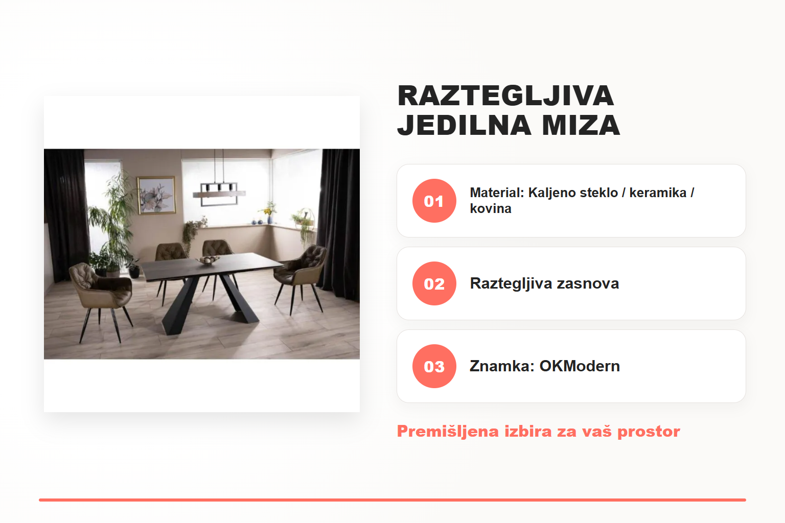 Raztegljiva jedilna miza SALVADOR 2 – pregled ključnih lastnosti