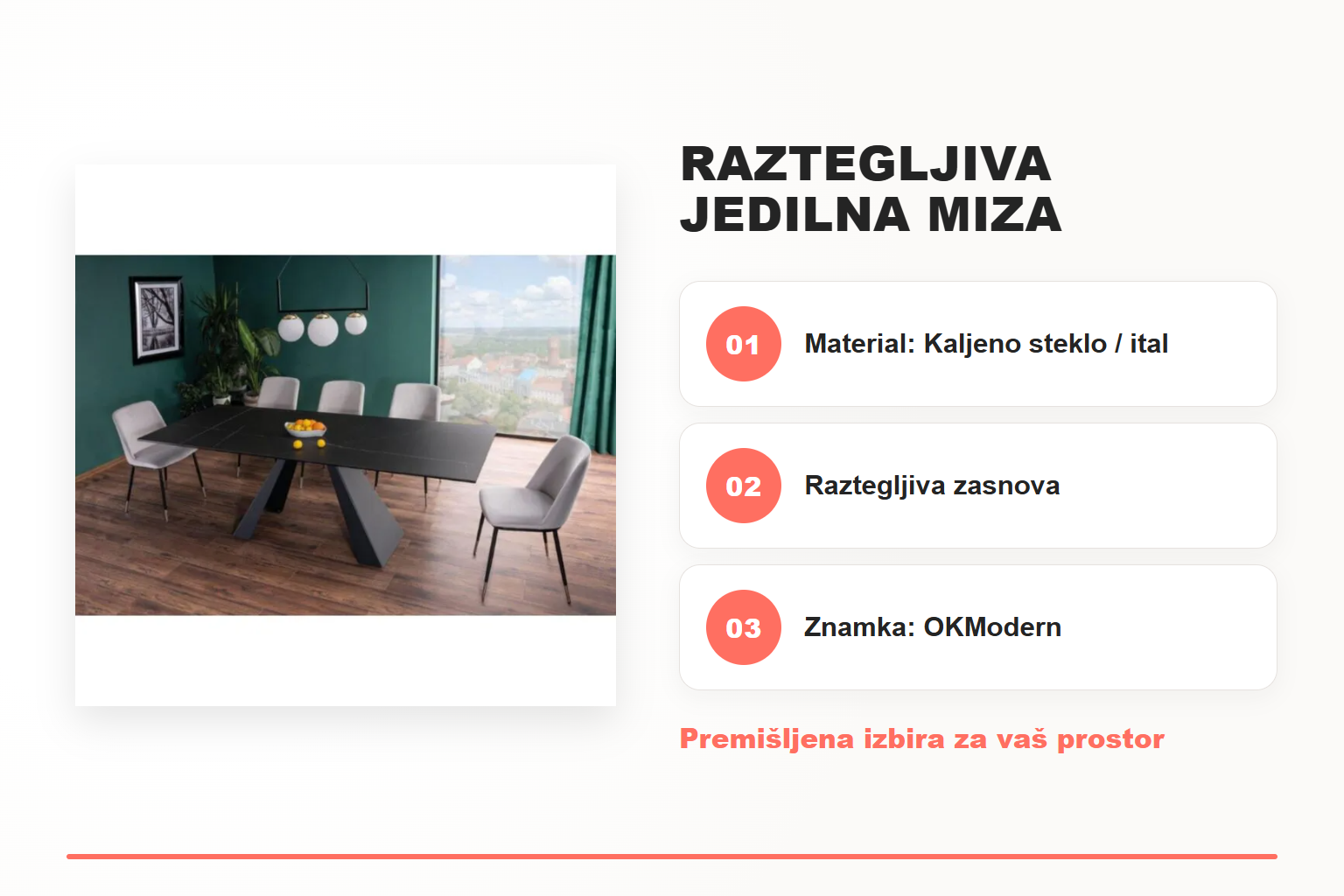 Raztegljiva jedilna miza SALVADOR 1 – pregled ključnih lastnosti