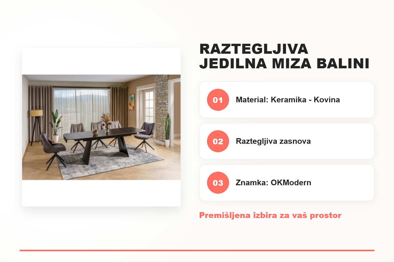 Raztegljiva jedilna miza BALINI – pregled ključnih lastnosti