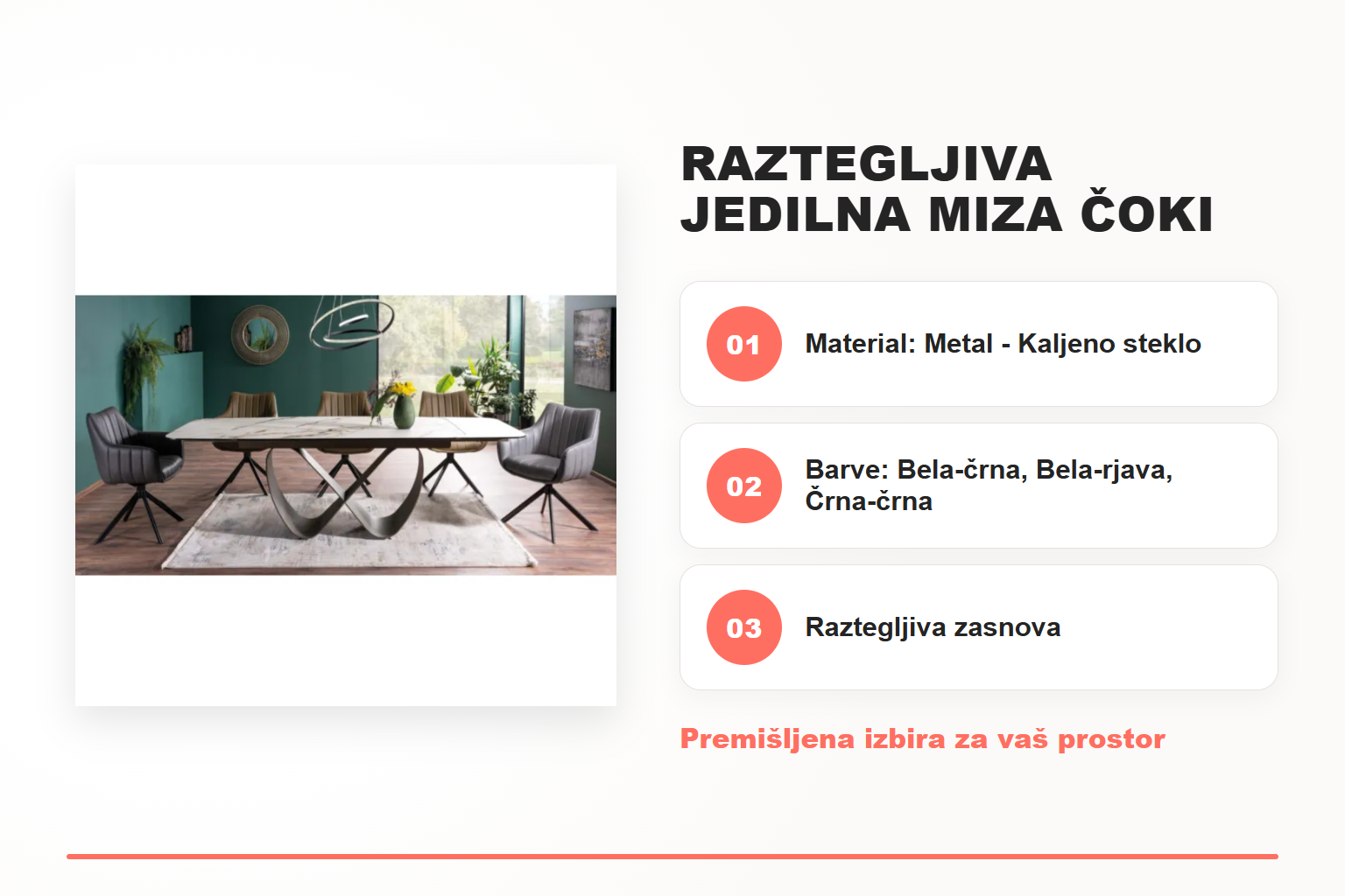 Raztegljiva jedilna miza ČOKI 160 – pregled ključnih lastnosti