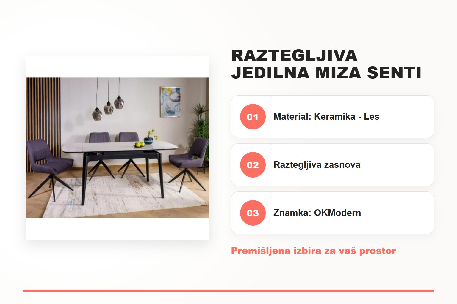 Raztegljiva jedilna miza SENTI 2 – pregled ključnih lastnosti