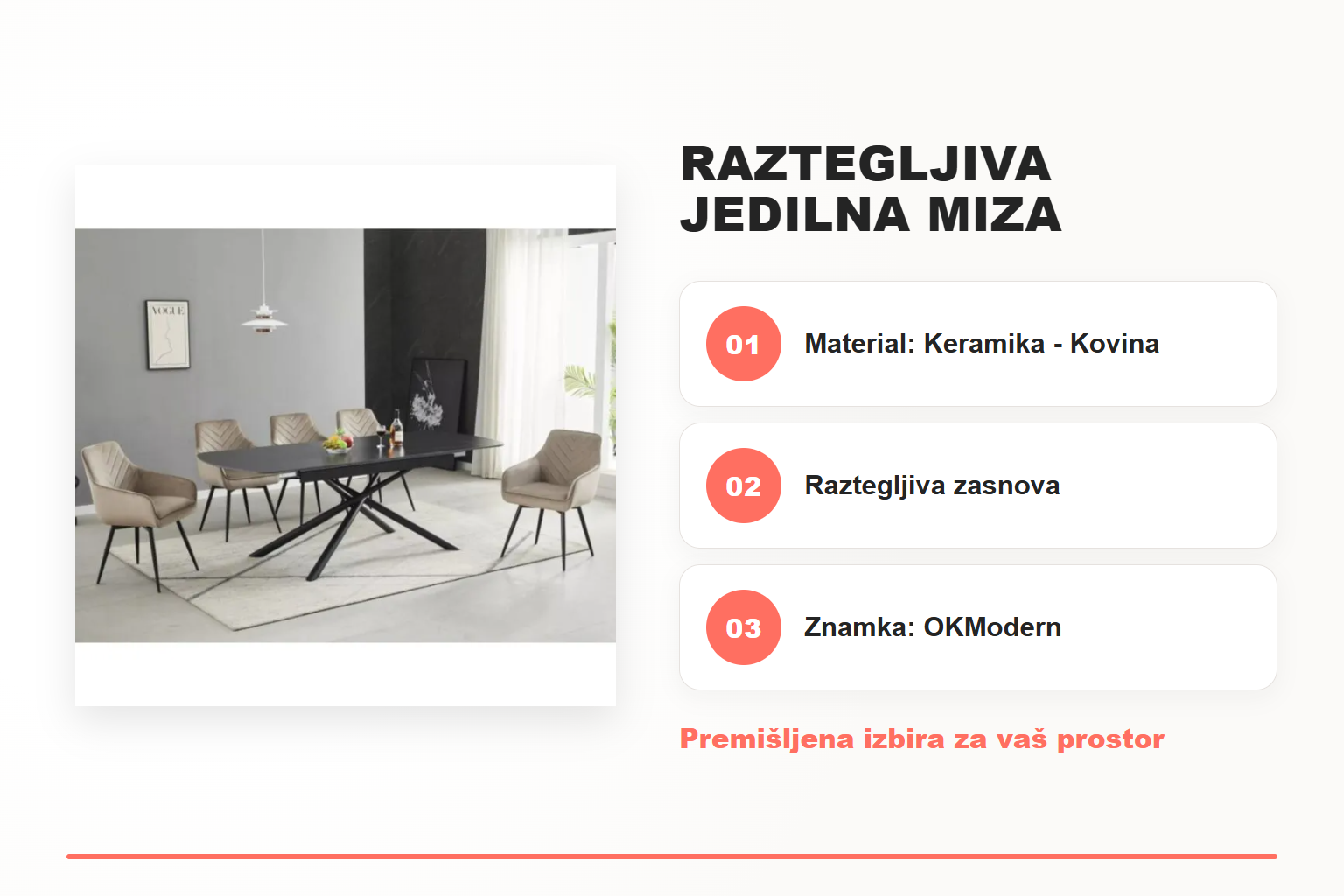 Raztegljiva jedilna miza VEKTOR – pregled ključnih lastnosti