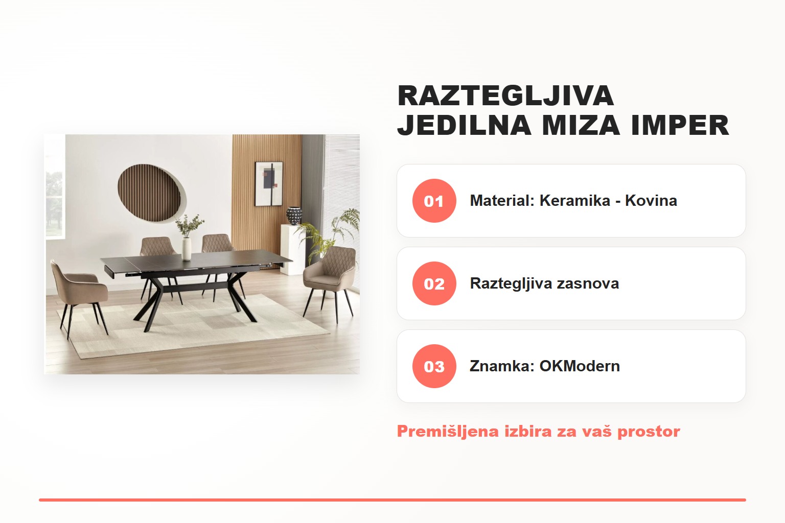 Raztegljiva jedilna miza IMPER 2 – pregled ključnih lastnosti