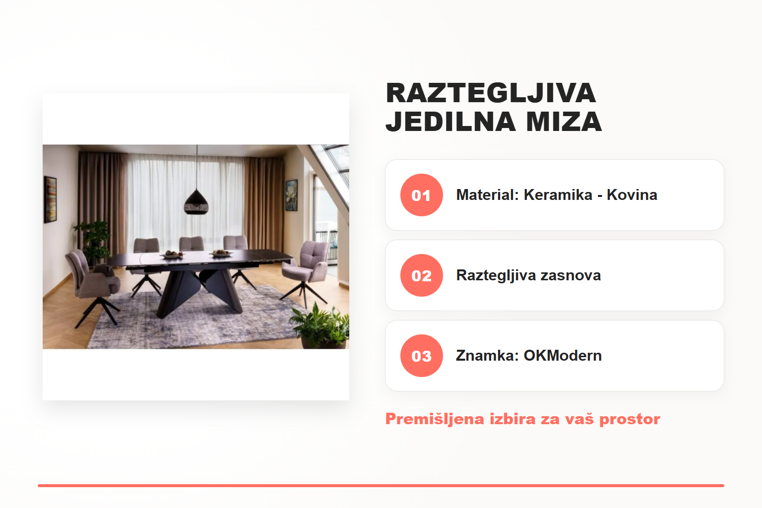 Raztegljiva jedilna miza ARMANO 2 – pregled ključnih lastnosti