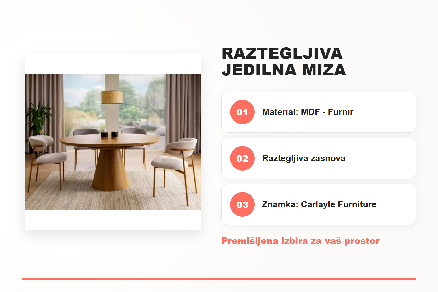 Raztegljiva jedilna miza ANGELIJA – pregled ključnih lastnosti