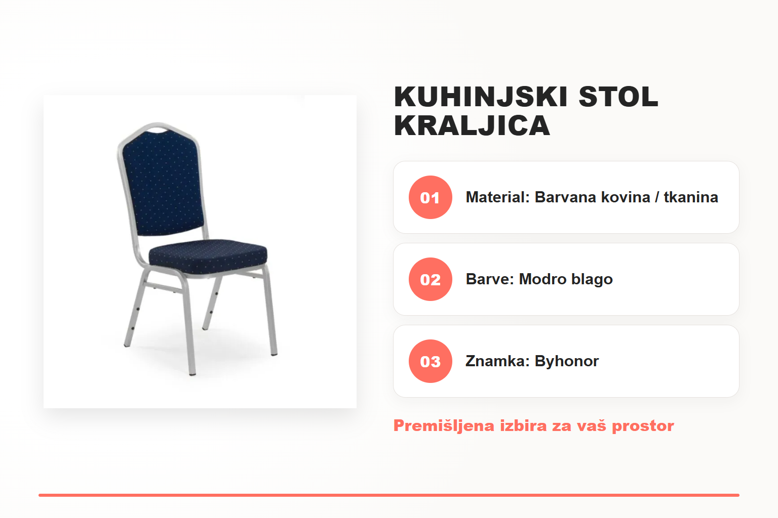 Kuhinjski stol KRALJICA – pregled ključnih lastnosti